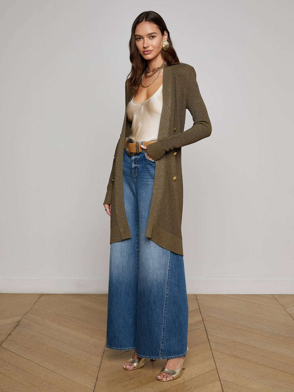 L'Agence Noe Double Breasted Cardigan in Pine