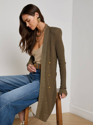 L'Agence Noe Double Breasted Cardigan in Pine