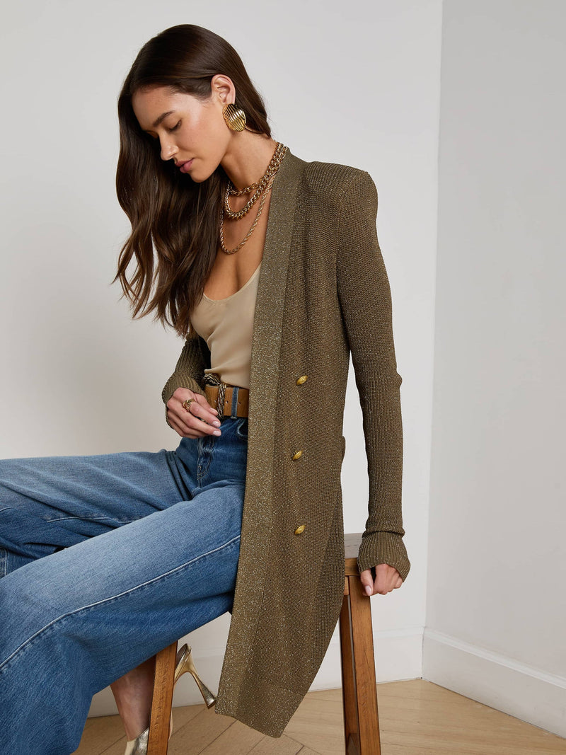 L'Agence Noe Double Breasted Cardigan in Pine