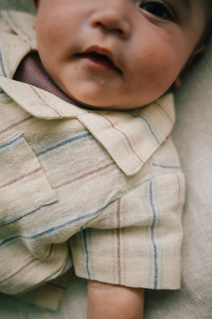 Riffle Amsterdam Cody Shirt in Linen Stripe