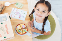 Pearhead Wooden Pizzeria Toy Set, 18-Piece Pizza Pretend Play Food