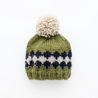 Huggalugs Beanie Hat in Green Geo