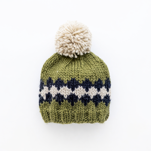 Huggalugs Beanie Hat in Green Geo