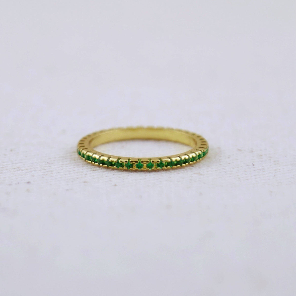 GoldFi 18k Gold Filled Colored Eternity Micro Cubic Zirconia Stone Ring