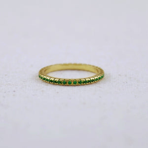 GoldFi 18k Gold Filled Colored Eternity Micro Cubic Zirconia Stone Ring