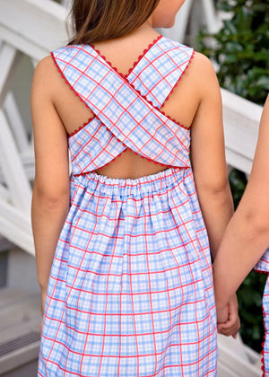 James & Lottie Sammy Dress in Patriotic Plaid