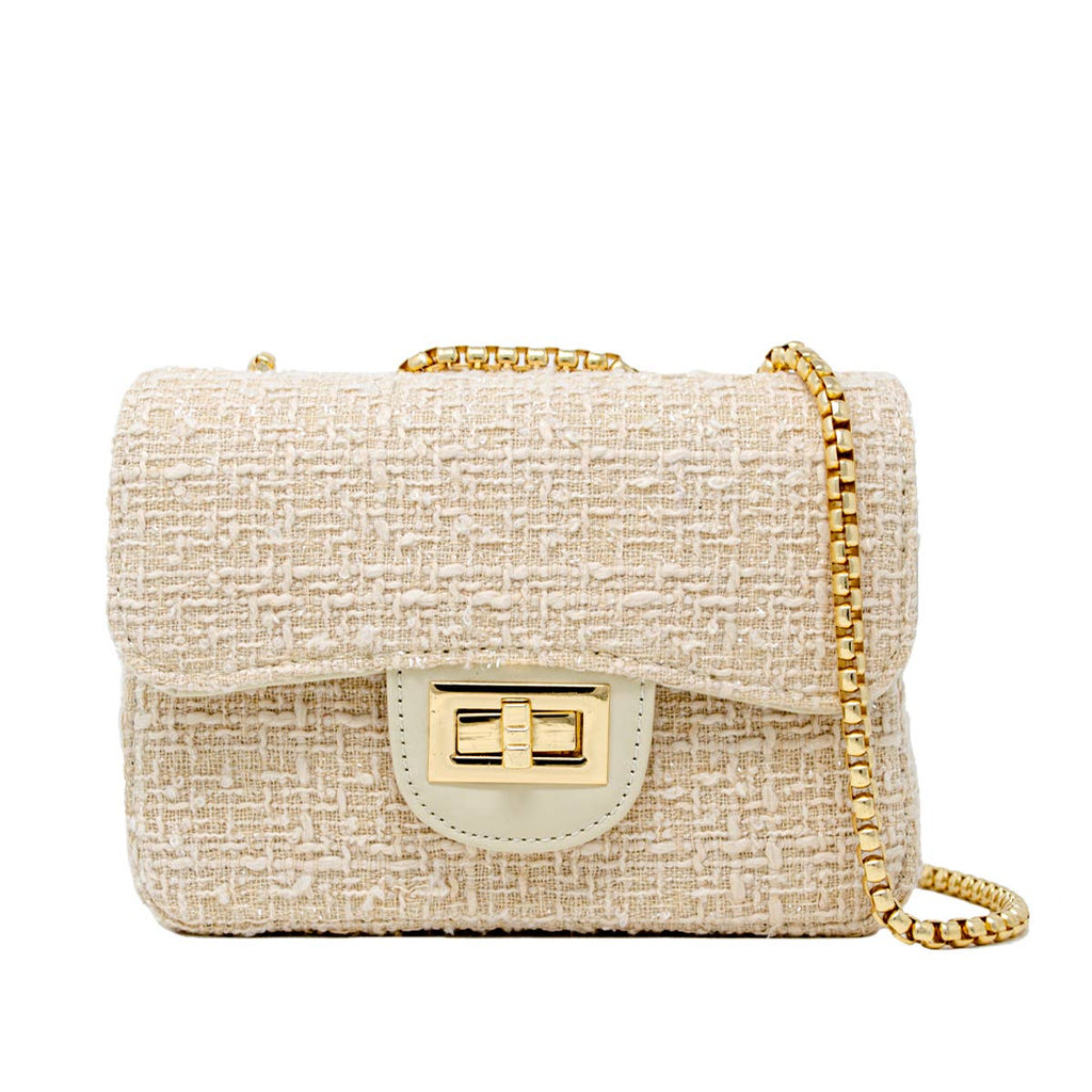 Zomi Gems Large Tweed Handbag in Cream