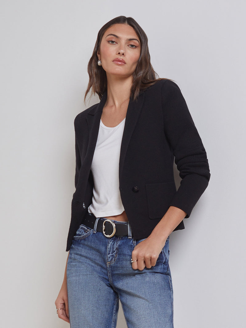 L'Agence Sofia Knit Blazer in Black