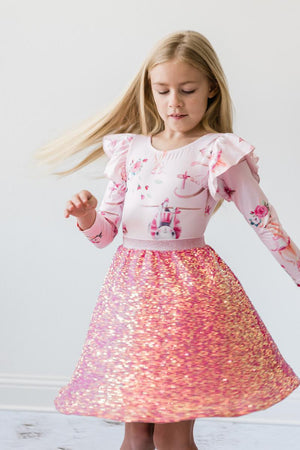 Mila & Rose Twirl Skirt in Hot Pink Sequin