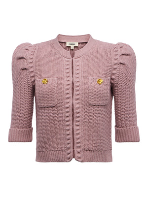 L'Agence Delilah Crop Textured Cardigan in Light Mauve