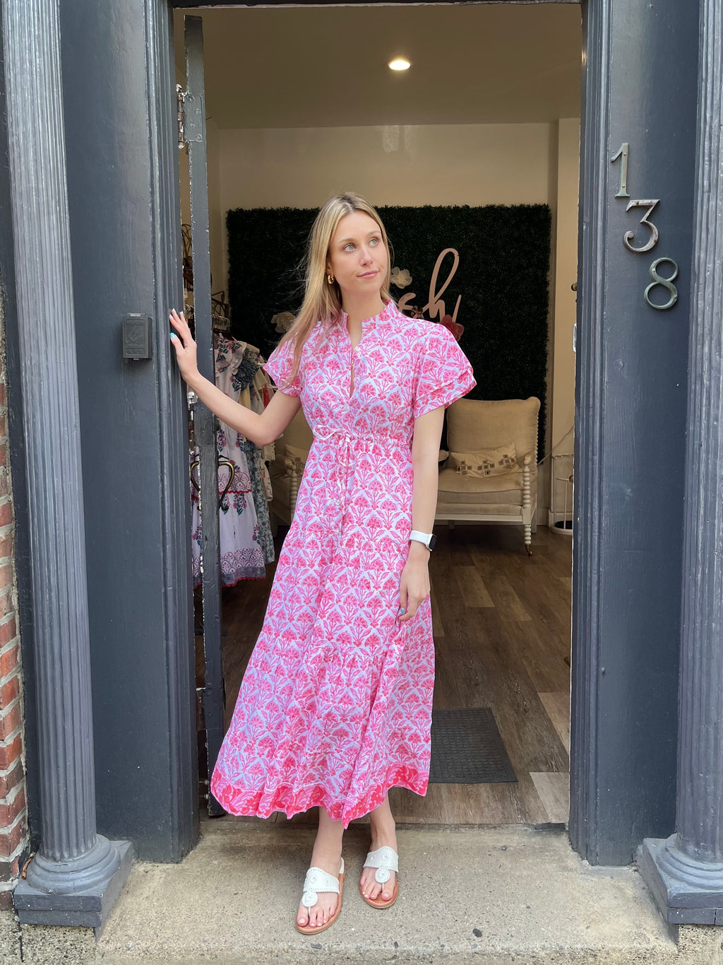 Victoria Dunn Magnolia Flutter Dress in Persimmon