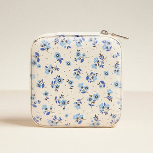 Frem Blue Flower Pattern Travel Jewelry Box