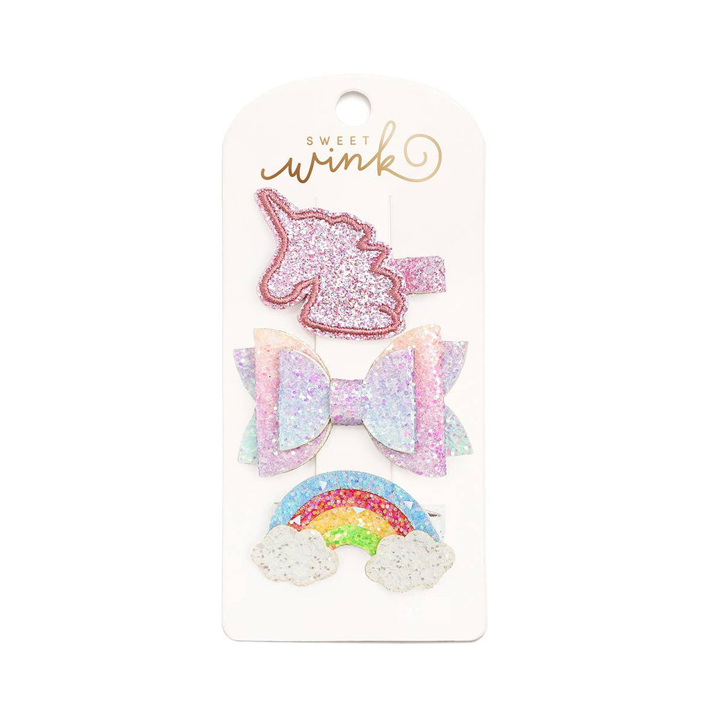 Sweet Wink Hair Clip Set in Unicorn Rainbow
