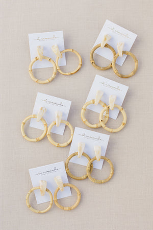 St Armands Light Brown Bamboo Statement Drop Earrings
