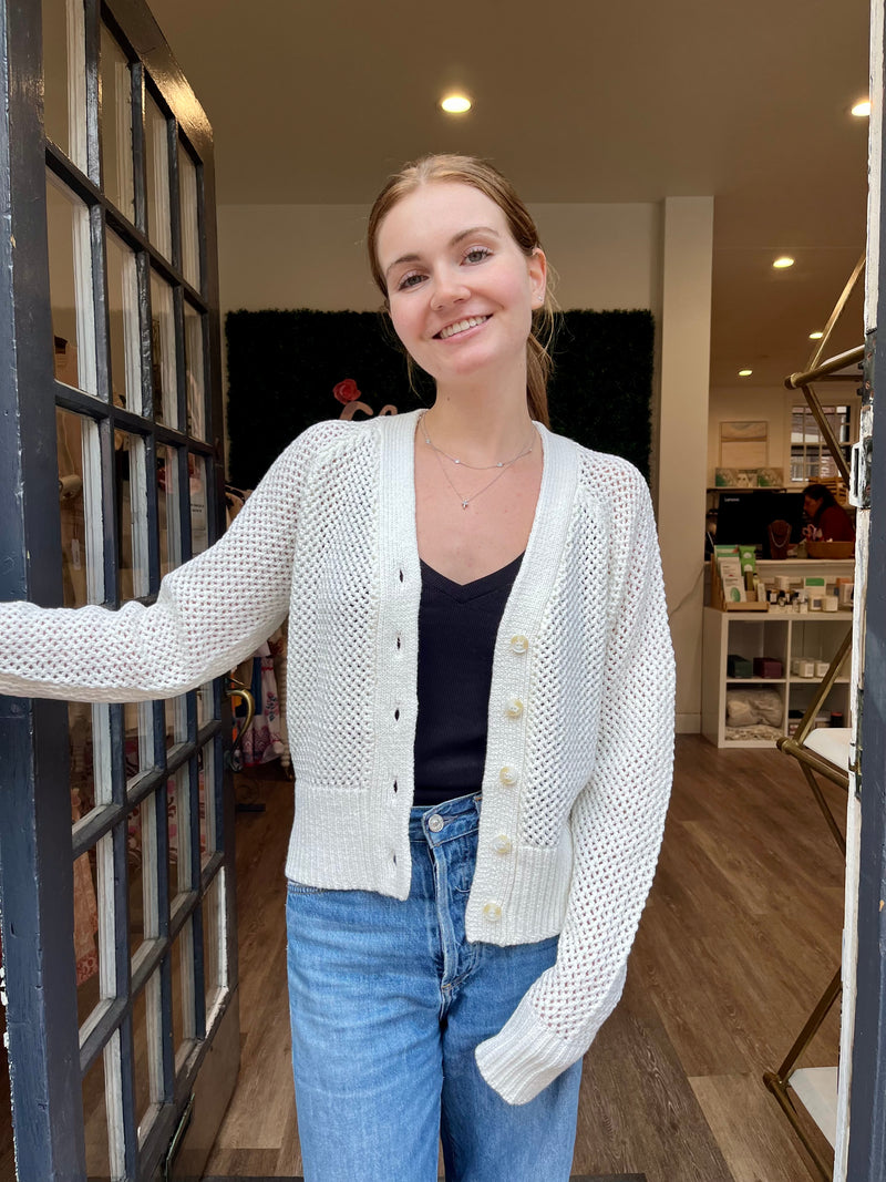 Fifteen Twenty Ellen Crochet Cardigan in White
