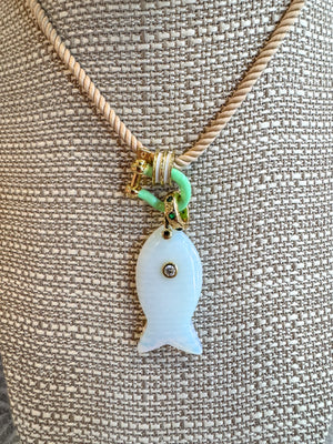Forever Blythe Gemstone Single Fish Pendant Necklace - Assorted