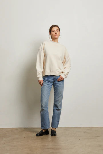 perfectwhitetee Blake French Terry Oversized Crewneck in Sugar