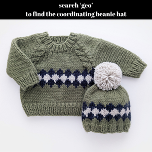 Huggalugs Sweater in Green Geo