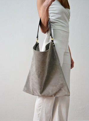 Ana Koutsi Akathi Suede Bag in Grey