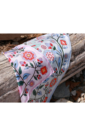 Jessie Zhao New York Double Sided Silk Scarf in Pink Garden