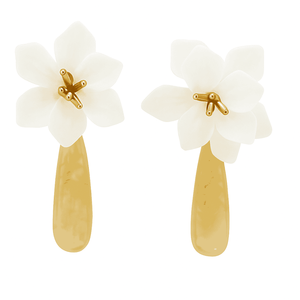 Michael Nash Jewelry Flora White And Mother Of Pearl Resin Drop Clip Earrings