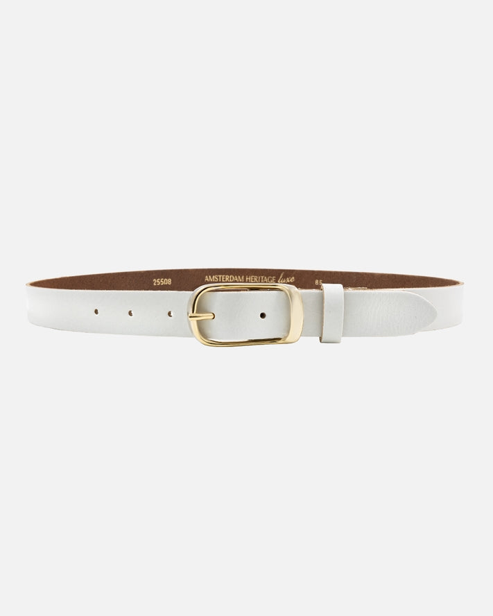 Amsterdam Heritage Lasse Gold Buckle Belt in White