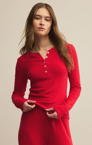 Z Supply Holly Pointelle Top in Festive Red