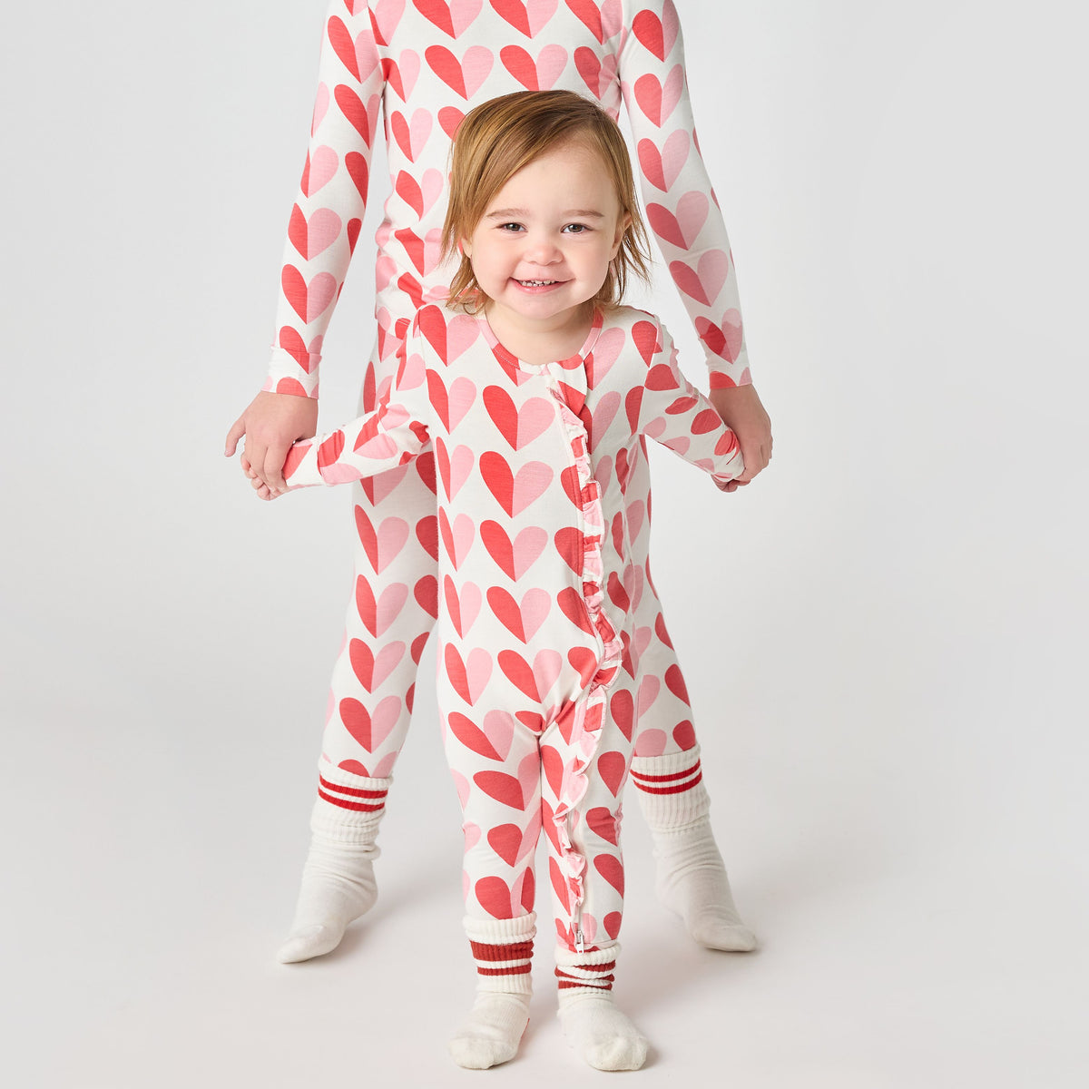 Pink Chicken Bamboo Pajama Set in Pink Half Hearts