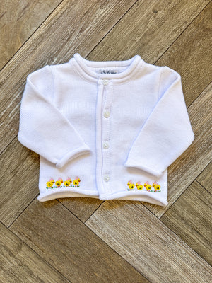 A Soft Idea Little Baby Chicks with Bows Cardigan in White