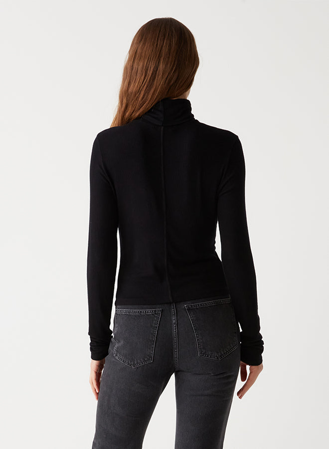 Michael Stars Tara Crop Turtleneck in Black