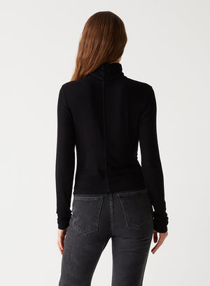 Michael Stars Tara Crop Turtleneck in Black
