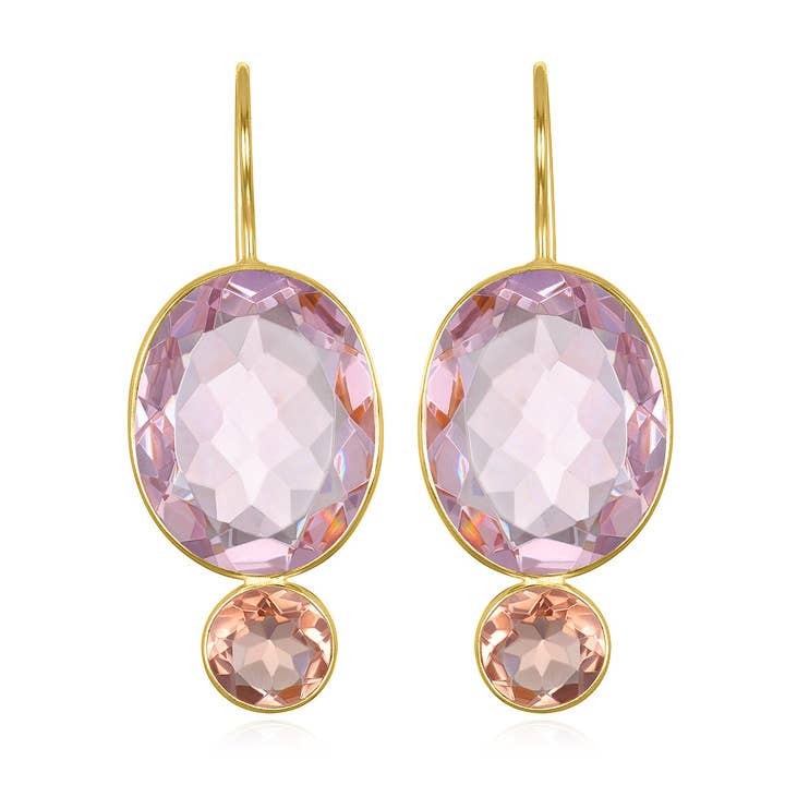 Amelia Rose Valencia Grand Oval Earring in Peony/Gold