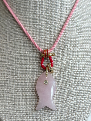 Forever Blythe Gemstone Single Fish Pendant Necklace - Assorted