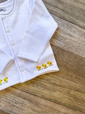 A Soft Idea Trio of Baby Chicks Cardigan in White