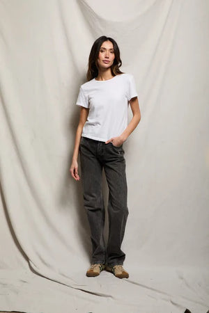 perfectwhitetee Recycled Cotton Lisa Slim Crew Tee in White