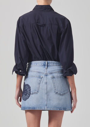 Citizens of Humanity Kayla Shrunken Poplin Shirt in Navy