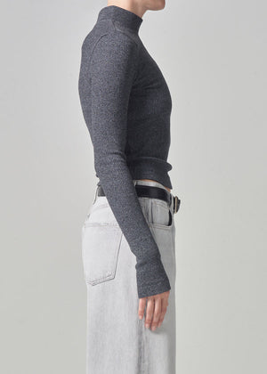 Citizens of Humanity Annatole Ribbed Mock Neck in Charcoal Heather