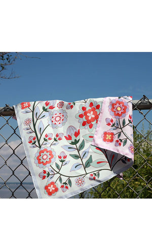 Jessie Zhao New York Double Sided Silk Scarf in Pink Garden