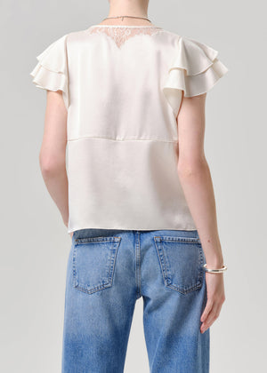 Citizens of Humanity Lola Flutter Lace Top in Cream