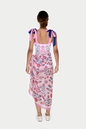 Jessie Zhao New York Beach Sarong Wrap in Pink Garden