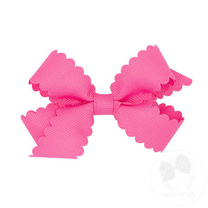 Wee Ones Mini Grosgrain Hair Bow with Scalloped Edge-Multiple Colors!