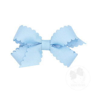 Wee Ones Mini Grosgrain Hair Bow with Scalloped Edge-Multiple Colors!