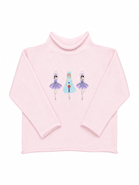 A Soft Idea Roll Neck Sweater in Pink with Nutcracker Ballerinas