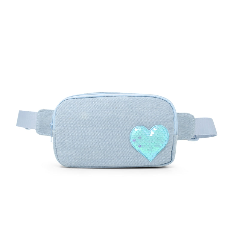 Zomi Gems Sequin Heart Belt Bag in Blue
