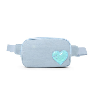 Zomi Gems Sequin Heart Belt Bag in Blue