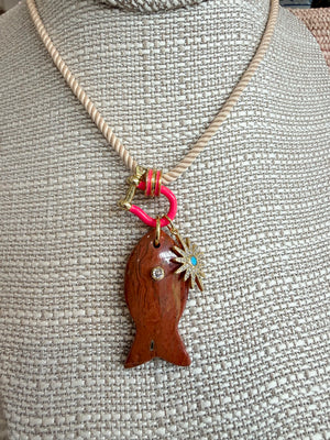 Forever Blythe Gemstone Single Fish Pendant Necklace - Assorted