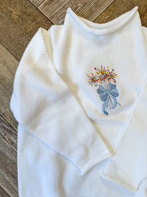 A Soft Idea Sparklers Roll Neck Sweater in White