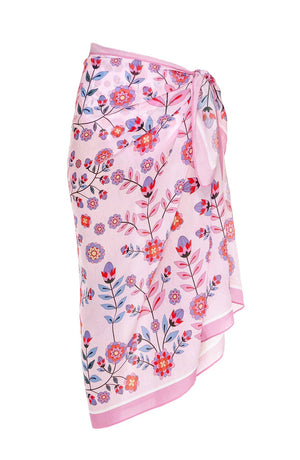 Jessie Zhao New York Beach Sarong Wrap in Pink Garden