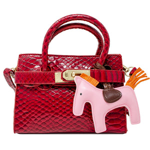 Zomi Gems Crocodile Pony Handbag in Red