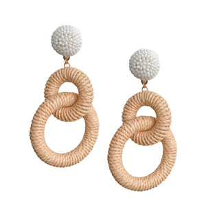 Gaby & Grace Nantucket Raffia Earrings in Natural White